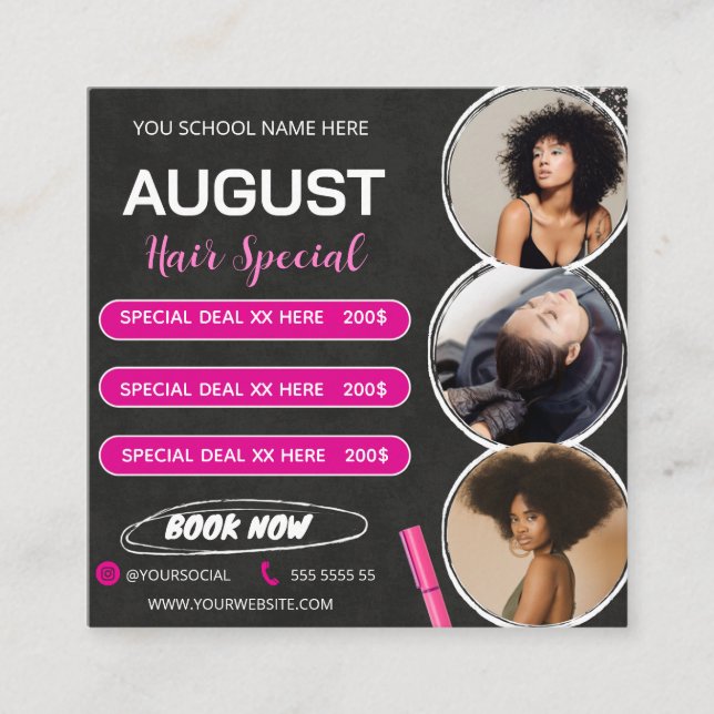 Tarjeta De Recepción Agosto Hair Special Flyer Hair Salon Wig Sale (Anverso)