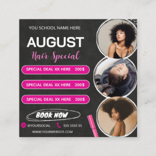 Tarjeta De Recepción Agosto Hair Special Flyer Hair Salon Wig Sale