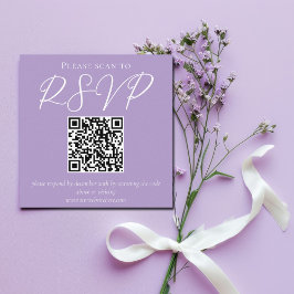 Tarjeta De Recepción Agradable Lilac Púrpura Boda Blanco Código QR RSVP