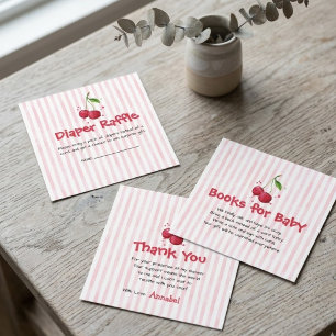 Tarjeta De Recepción Agradecimiento de Cereza con Acuarela Rosa