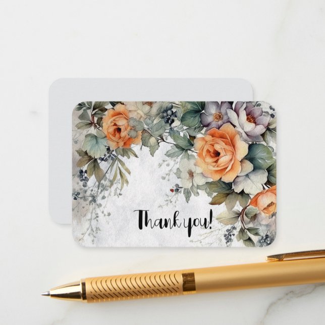 Tarjeta De Recepción Agradecimiento Floral (Anverso/Reverso In Situ)