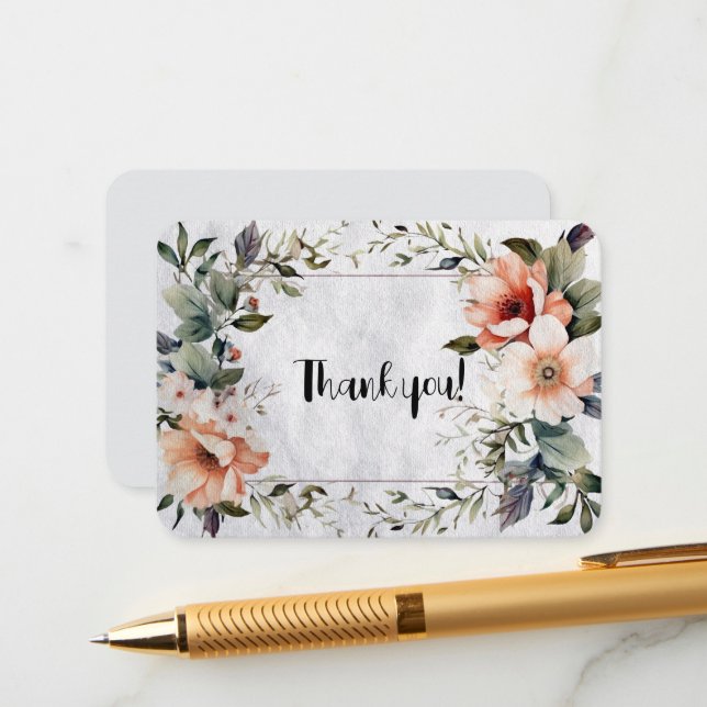 Tarjeta De Recepción Agradecimiento Floral (Anverso/Reverso In Situ)
