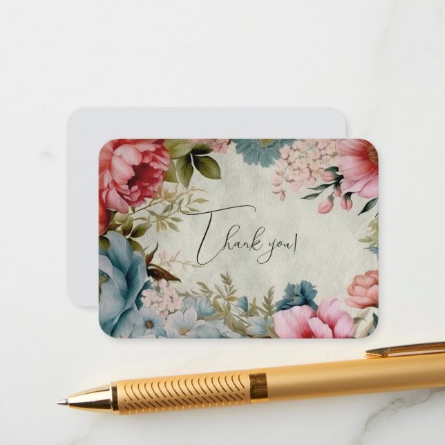 Tarjeta De Recepción Agradecimiento Floral (Anverso/Reverso In Situ)