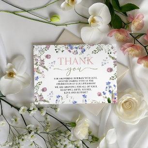 Tarjeta De Recepción Agradecimiento para Baby Shower de Flor Silvestre