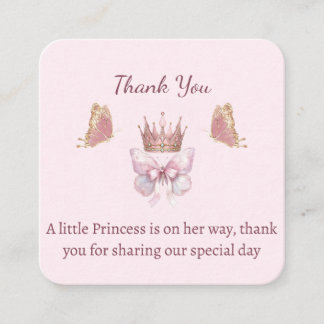 Tarjeta De Recepción Agradecimiento para Baby Shower de Princesita Rosa