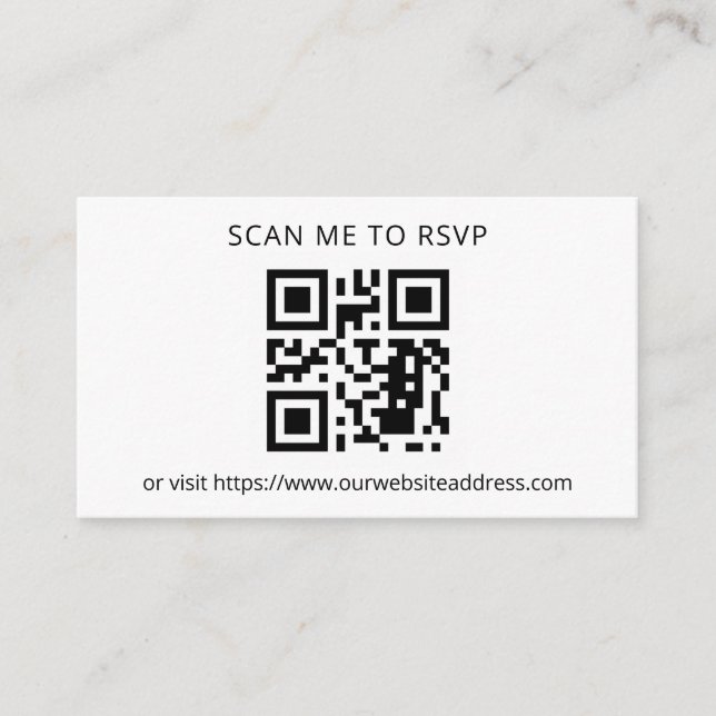 Tarjeta De Recepción Agregar su Boda RSVP de código QR (Anverso)