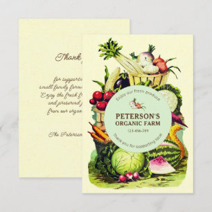 Tarjeta De Recepción Agricultor de Verduras Locales Botánicas Vintage