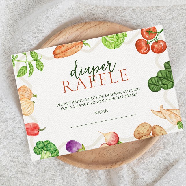 Tarjeta De Recepción Agricultores cultivados localmente comercializan p (diaper raffle baby shower farmers market locally grown)