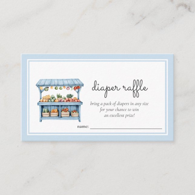 Tarjeta De Recepción Agricultores de pañales Raffle mercado de bebé duc (Anverso)