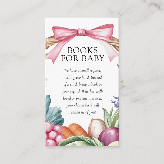 Tarjeta De Recepción Agricultores locales comercializan libros de Baby  (Anverso)