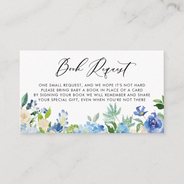Tarjeta De Recepción Agua azul hidrangea Flores Libros para bebé (Anverso)