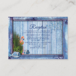 Tarjeta De Recepción Agua azul Pebbles y Flamencos rosas