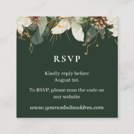 Tarjeta De Recepción Agua botánica de invierno verde forestal