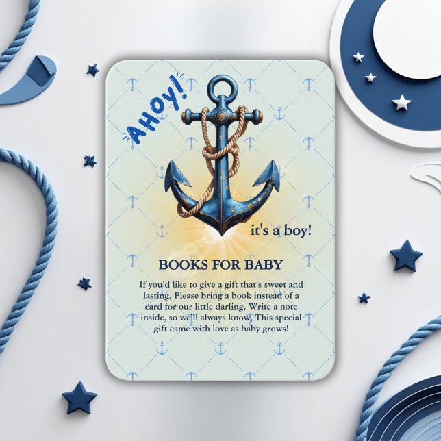 Tarjeta De Recepción ¡Ahoy azul moderno! Anchor Nautical Baby Shower (Subido por el creador)