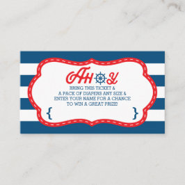 Tarjeta De Recepción Ahoy Diaper Raffle Ticket, Náutica, Azul, Rojo