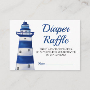 Tarjeta De Recepción Ahoy Es El Faro De Un Niño   Diaper Nautical Raffl