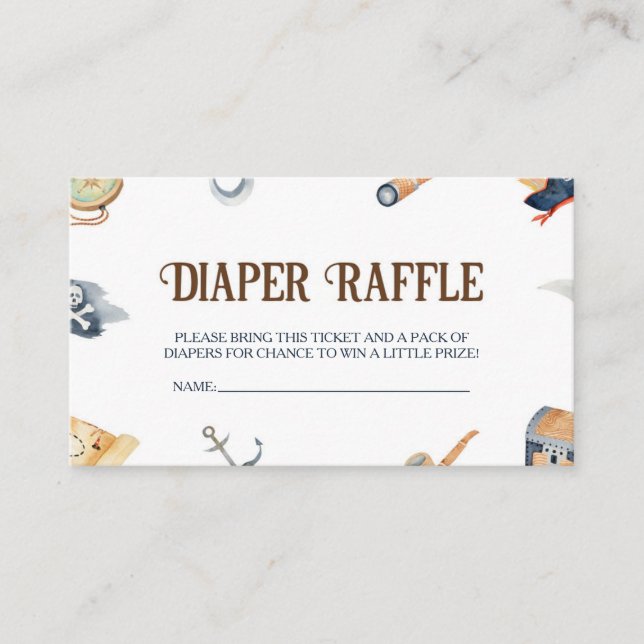 Tarjeta De Recepción Ahoy es un chico pirata Baby Shower Diaper Raffle (Anverso)