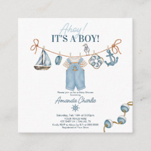 Tarjeta De Recepción Ahoy es un niño Baby Shower