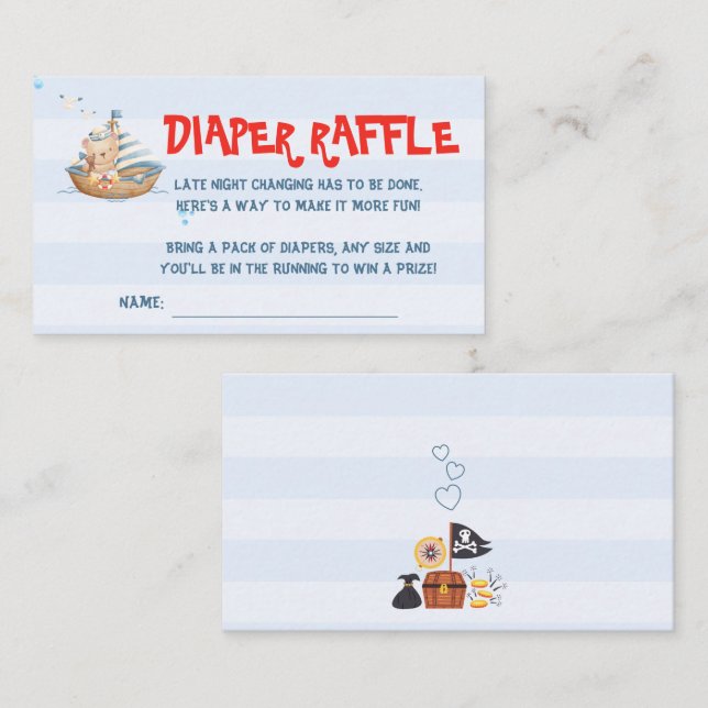 Tarjeta De Recepción Ahoy Es Un Niño Baby Shower Diaper Raffle (Anverso / Reverso)
