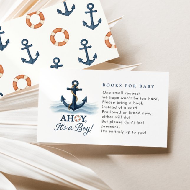 Tarjeta De Recepción Ahoy es un niño libros náuticos para Baby Shower (Subido por el creador)