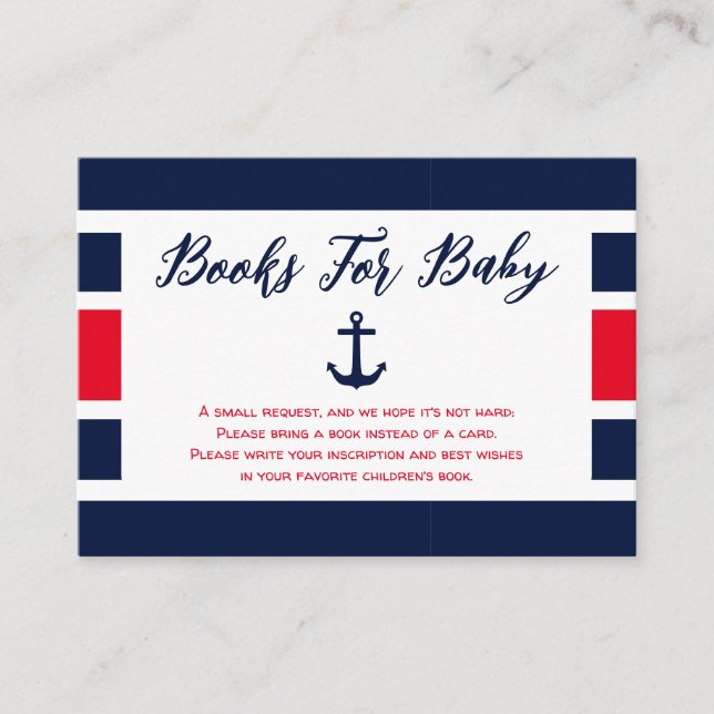 Tarjeta De Recepción ¡Ahoy! Libros Náuticos De Baby Shower Para El Bebé (Anverso)