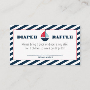 Tarjeta De Recepción Ahoy Nautical Navy Blue Stripe Boy Diaper Raffle