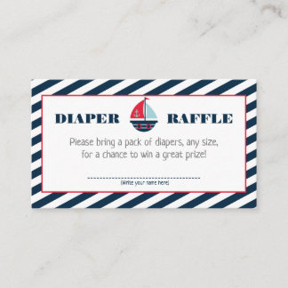 Tarjeta De Recepción Ahoy Nautical Navy Blue Stripe Boy Diaper Raffle
