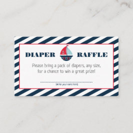 Tarjeta De Recepción Ahoy Nautical Navy Blue Stripe Boy Diaper Raffle