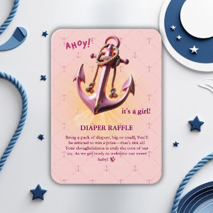 Tarjeta De Recepción ¡Ahoy rosado moderno! Anchor Nautical Baby Shower