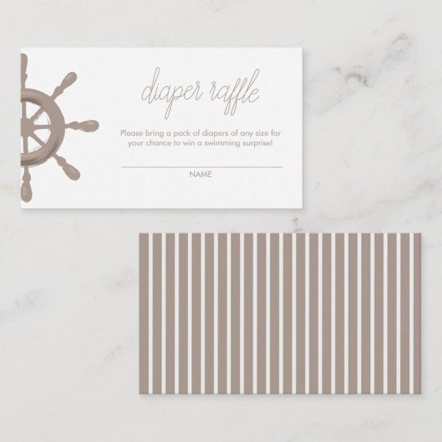Tarjeta De Recepción ¡Ahoy! Sailor Helm Diaper Raffle (Anverso / Reverso)
