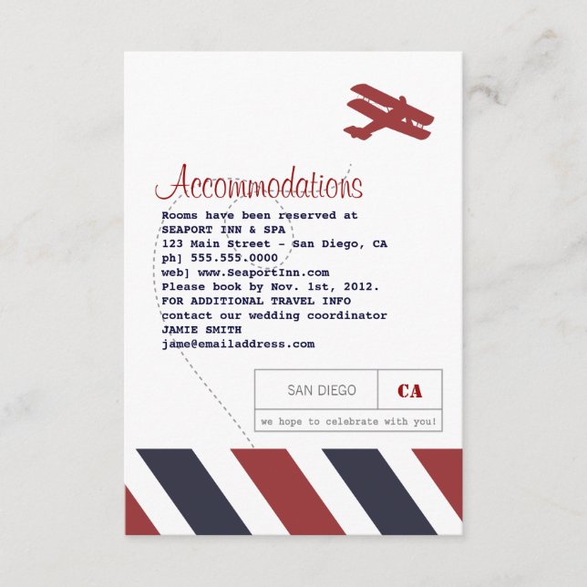 Tarjeta De Recepción Airmail Travel and Hotel Insert Card (Anverso)
