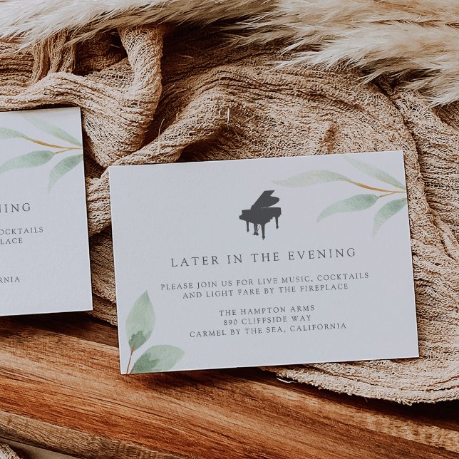 Tarjeta De Recepción Airy Botanical Piano Live Music Recepards (Subido por el creador)