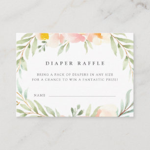 Tarjeta De Recepción Airy Floral Baby Shower Diaper Raffle Ticket