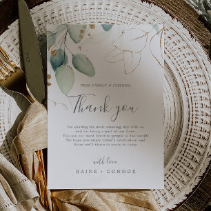 Tarjeta de recepción Airy Greenery & Gold Leaf