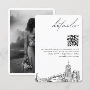 Tarjeta De Recepción Akron Ohio Boda Detalles modernos Código QR