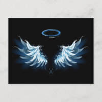 Alas del Ángel Azul brillante sobre fondo negro