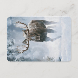Tarjeta De Recepción Alce Macho Caminando a Través de la Nieve Boreal