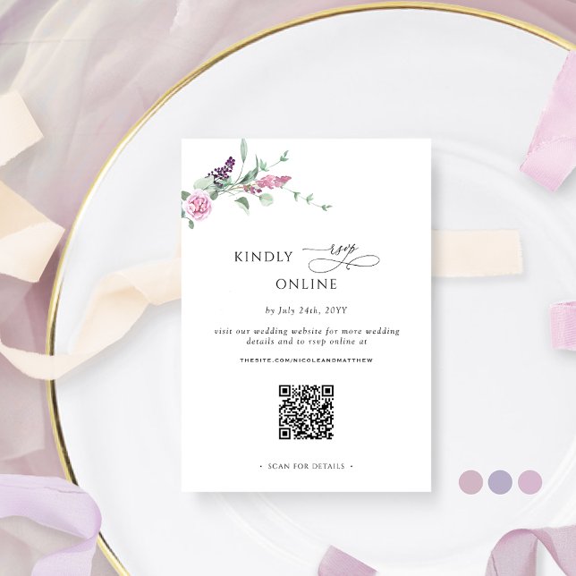 Tarjeta De Recepción Alegría Floral Pastel Chic  RSVP en línea, Código  (Subido por el creador)