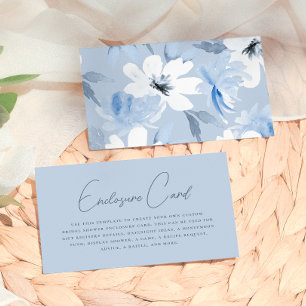 Tarjeta De Recepción Algo Azul Despedida de Soltera Floral Moderna