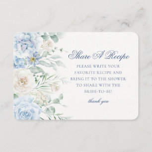 Tarjeta De Recepción Algo Azul Floral Hydrangea Comparte Una Receta