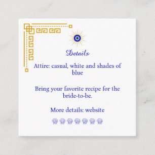 Tarjeta De Recepción Algo azul y despedida de soltera al estilo griego