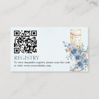 Tarjeta De Recepción Algo de Blue Champagne Registro de Duchas de Novia