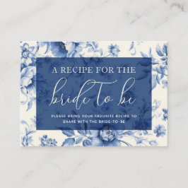 Tarjeta De Recepción Algo Floral Azul tela francesa Compartir receta