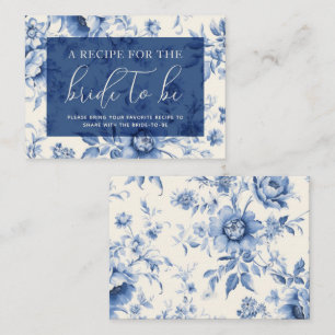 Tarjeta De Recepción Algo Floral Azul tela francesa Compartir receta
