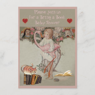 Tarjeta De Recepción Alice y el flamenco rosado llevan un Baby Shower d