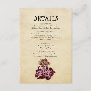 Tarjeta De Recepción Alicia de oro de Borgoña en detalles de Boda de Ma