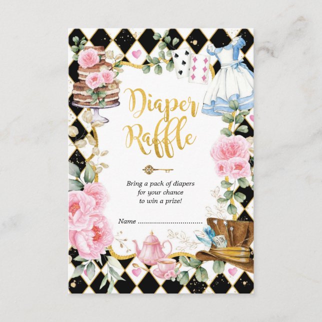 Tarjeta De Recepción Alicia rosa en el Fiesta de té de Maravilla, Diape (Anverso)