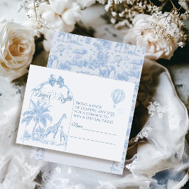 Tarjeta De Recepción All Blue Toile Safari Animal Baby Shower