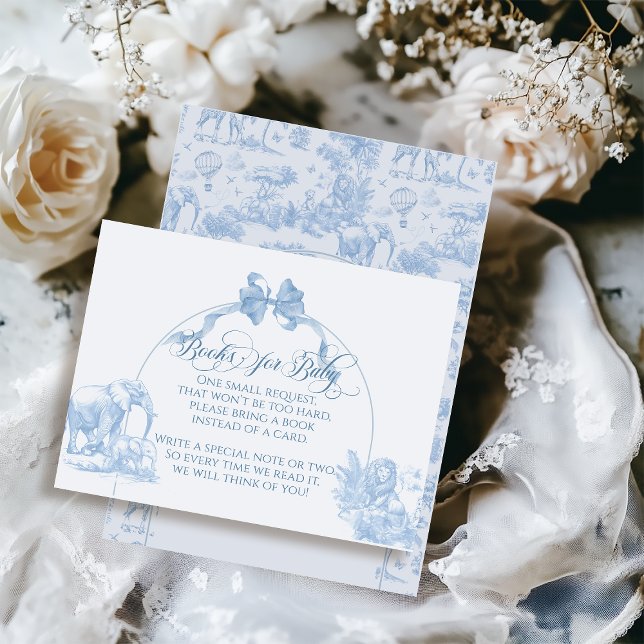 Tarjeta De Recepción All Blue Toile Safari Animal Baby Shower (Subido por el creador)