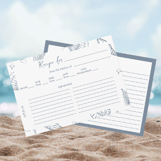 Tarjeta De Recepción All I Sea is Love Dusty Blue Recipe Bridal Shower 